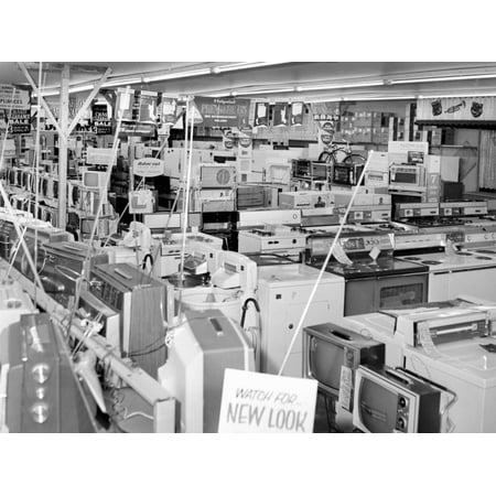 Crowded Selling Floor of Appliance Store in Chicago, Ca. 1965. Print Wall Art By Kirn Vintage