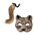 thumbnail image 4 of Conjunto de accesorios de cola de máscara de gato falso, accesorios de disfraces de cosplay de animales para espectáculos escénicos Café, 4 of 8