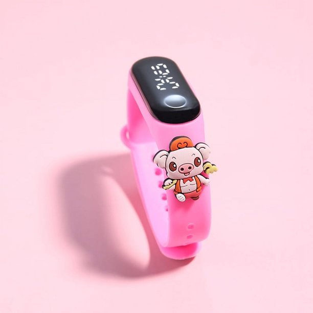 Reloj electrónico LED de muñeca de estudiante de dibujos animados, reloj electrónico impermeable táctil para natación, reloj electrónico de escuela secundaria