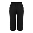 thumbnail image 5 of HKYNLAG Linen Capri Pants for Women Pull On Summer Straight Leg Petite Capris Knee Length Beach Shorts with Pockets Black L, 5 of 6