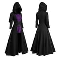 thumbnail image 4 of 2026 Women Renaissance Hooded Maxi Dress, Steam Punk Lace Up Front Long Dress, Vintage Gothic Holiday Party Gown, 4 of 6