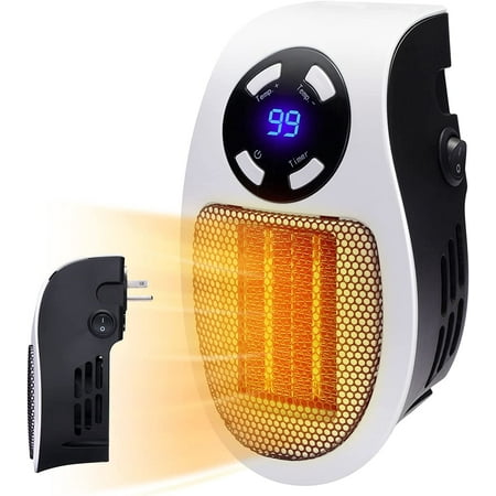 

Programmable Space Heater with LED Display Wall Outlet Electric Heater with Adjustable Thermostat and Timer for Home Office Indoor Use 350 Watt ETL Listed