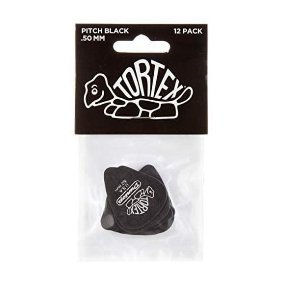 Dunlop 488R50 .50mm Tortex Pitch Black Guitar Picks, 72-Pack