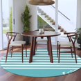 thumbnail image 4 of Round Area Rug 5ft,Love Nautical Anchor on Blue Washable Carpet Non-Slip Runner Accent Rugs Indoor Floor Mat for Bedroom Living Room Decor,Classic Horizontal Stripes, 4 of 9