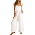 thumbnail image 1 of Conjunto de 2 piezas de lino para mujer ANRABESS, pantalón y top, blanco, talla M, 1 of 9