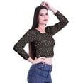 thumbnail image 2 of Moomaya Crop Top à Manches Longues Col Rond Imprimé pour Femmes T-Shirt en Jersey de Coton, 2 of 4