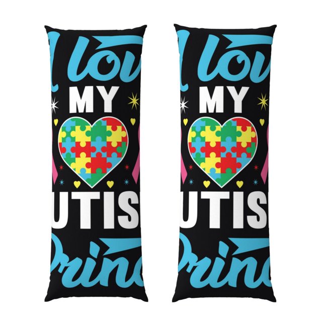 Balery I Love My Autism Funda Protectora para Almohada Corporal de Algodón Hipoalergénico con Cierre(55 x 21 pulgadas), Almohadas No Incluidas