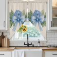 thumbnail image 4 of Hydrangea Flower Kitchen Window Curtains, Swag Curtains Valance for Bedroom Living Room Bathroom, Pastoral Blue Bow Floral Spring Lraf Rod Pocket Window Curtain Block Drapes 2 Panels 36"x45", 4 of 9