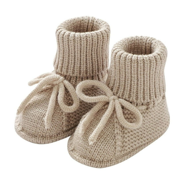 RXIRUCGD Baby Solid Color Knitted Walking Shoes Slip Socks( Khaki, Size:3-6 Months )