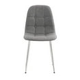 thumbnail image 5 of Dining Chairs Set of 4, Modern Mid-Century Style Dining Kitchen Room Upholstered Side Chairs，Soft Tufted Linen Fabric with Inset Buttons，Chrome Metal Legs，for Kitchen Lounge Farmhouse, Light Gray, 5 of 10