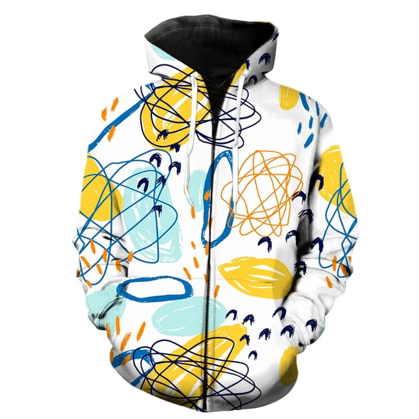 Sudadera con capucha y cremallera para hombre, diseño de grafiti de arte abstracto, divertida, de manga larga, con estampado 3D, estilo Harajuku, de gran tamaño, para primavera y otoño.
