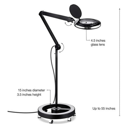 Brightech Lightview Pro Magnifying Floor Lamp With Rolling Wheel Base Black Canada Brightech Lightview Pro Magnifying, Magnifying Floor Lamp With 5 Wheels Rolling Base