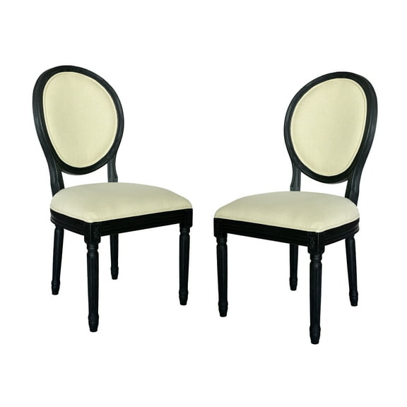 Noble House Evanora Traditional Fabric Dining Chairs, Beige