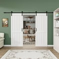thumbnail image 2 of 30'' x 84'' Manufactured Wood Prefinished Double Sliding Barn Door with Installation Hardware Kit, 2 of 9