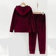 thumbnail image 3 of Posijego Women's Velvet 2 Piece Outfits Velour Sweatsuits Hoodies and Jogger Pants Tracksuit Lounge Sets, 3 of 9