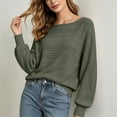 thumbnail image 2 of CHGBMOK Women's Long Sleeve Knit Sweaters Crew Neck Tunic Tops Fall Casual Pullover Balloon Sleeve Blouses, 2 of 8
