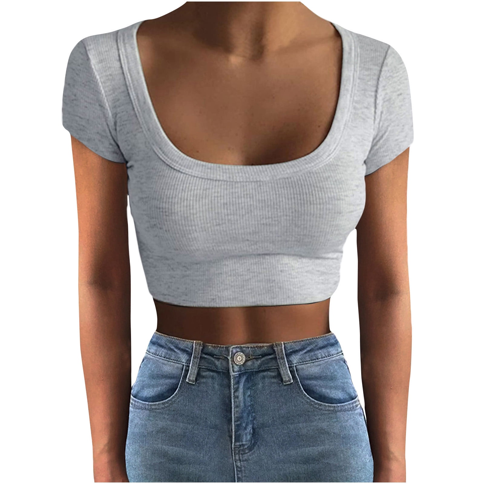 HWRETIE Women Tops Clearance Fashion Women Summer Half Sleeve Pullover