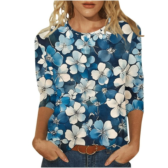 Womens Blouses Fall 2025 Off The Shoulder Tops Loose Fall Fitted 3/4 Sleeve Shirts Organic Cotton Plus Size Blouses 3Xl