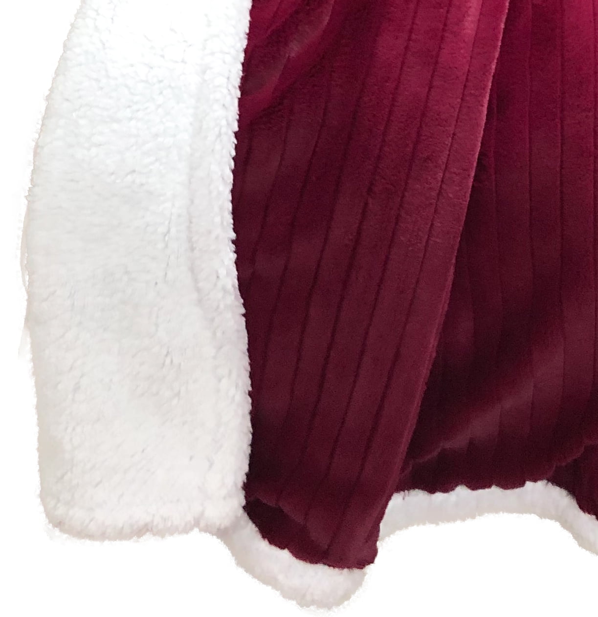 Monica Faux Fur Sherpa Throw Blanket, Burgundy, Standard Throw
