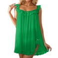 thumbnail image 2 of FASHOFT Lace Nightgowns for Women Sleeveless Ruffle Night Gown Ladies House Dress Tank Bridal Nightdress Green S, 2 of 5