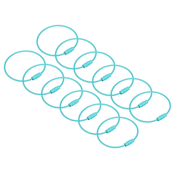 Uxcell 12Pack Cable Key Rings, 6-inch(155mm) Wire Keychain Twist Loops, Mint Blue
