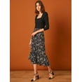 thumbnail image 2 of Unique Bargains Jupe Midi à Taille Élastique à Ourlet à Volants à Imprimé Floral pour Femmes, 2 of 4