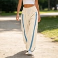 thumbnail image 5 of hotojiny Wide Leg Pants for Women Fashion High Waist Side Striped Baggy Sweat Pants Drawstring Athletic Casual Pants(White,X-Large), 5 of 6