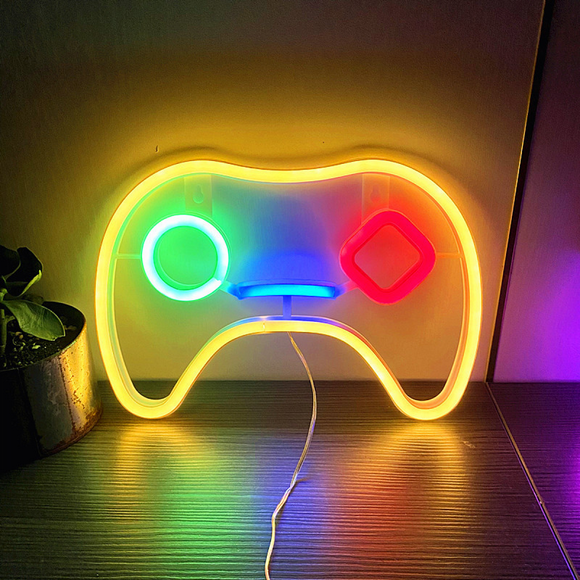 Led Game Neon Sign (10.8 X 7.4inch),Game Neon Sign Game Controller Neon Sign Gamepad Light Up Signs Neon Signs for Bedroom