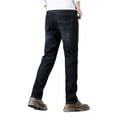 thumbnail image 2 of Pantalones vaqueros de hombre con forro polar, corte recto, elásticos, cálidos for el invierno, color azul claro, 2 of 7