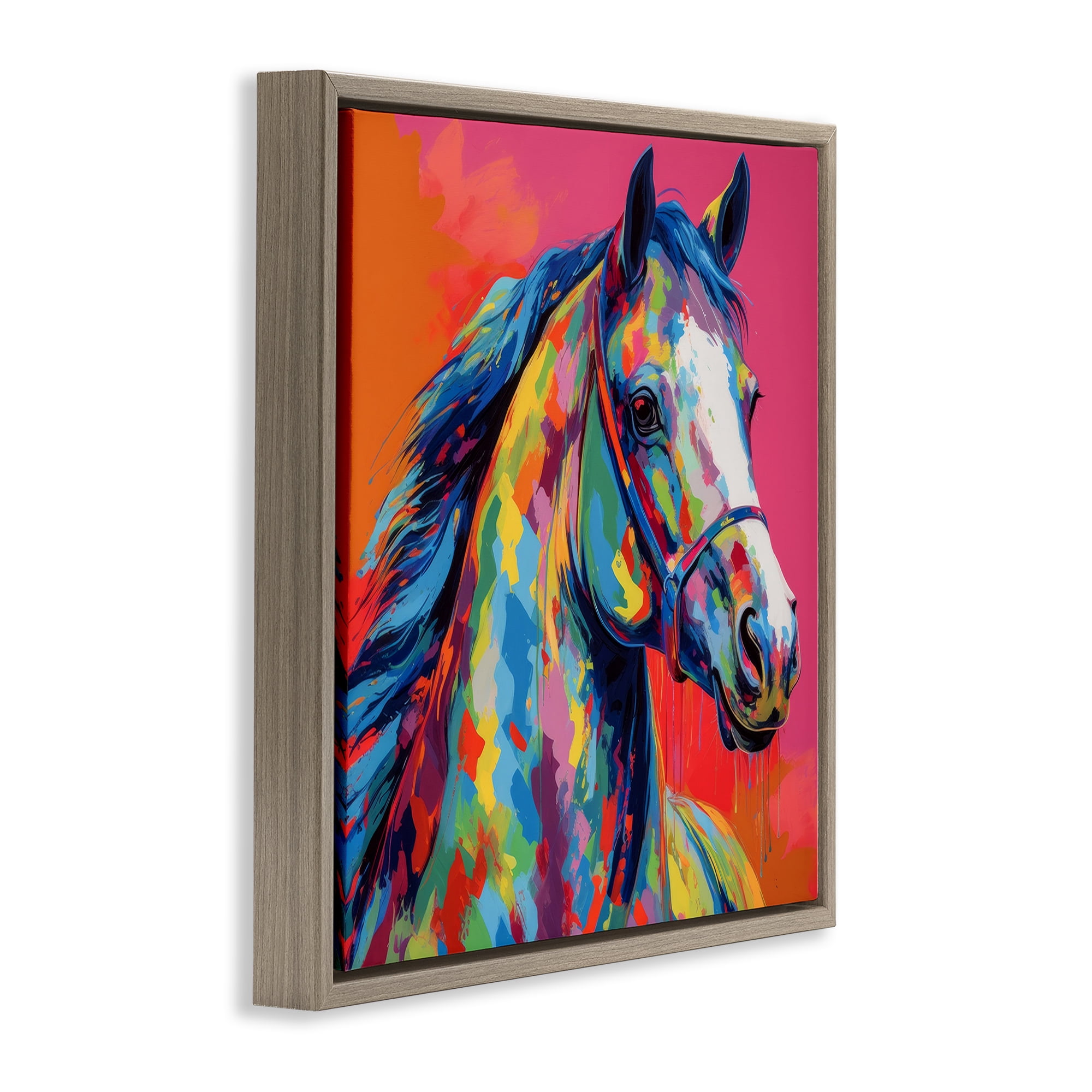 Stupell Industries Abstract Hue Horse Animals & Insects Painting Brown Floater Framed Canvas Art Print Wall Art, 25 x 25