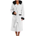 thumbnail image 2 of qolati Soft Robe for Women Warm Long Sleeve Plush Warm Winter Housecoat Spa Towel After Shower Lightweight Fluffy Long Hooded Bathrobe with Pockets, 2 of 7