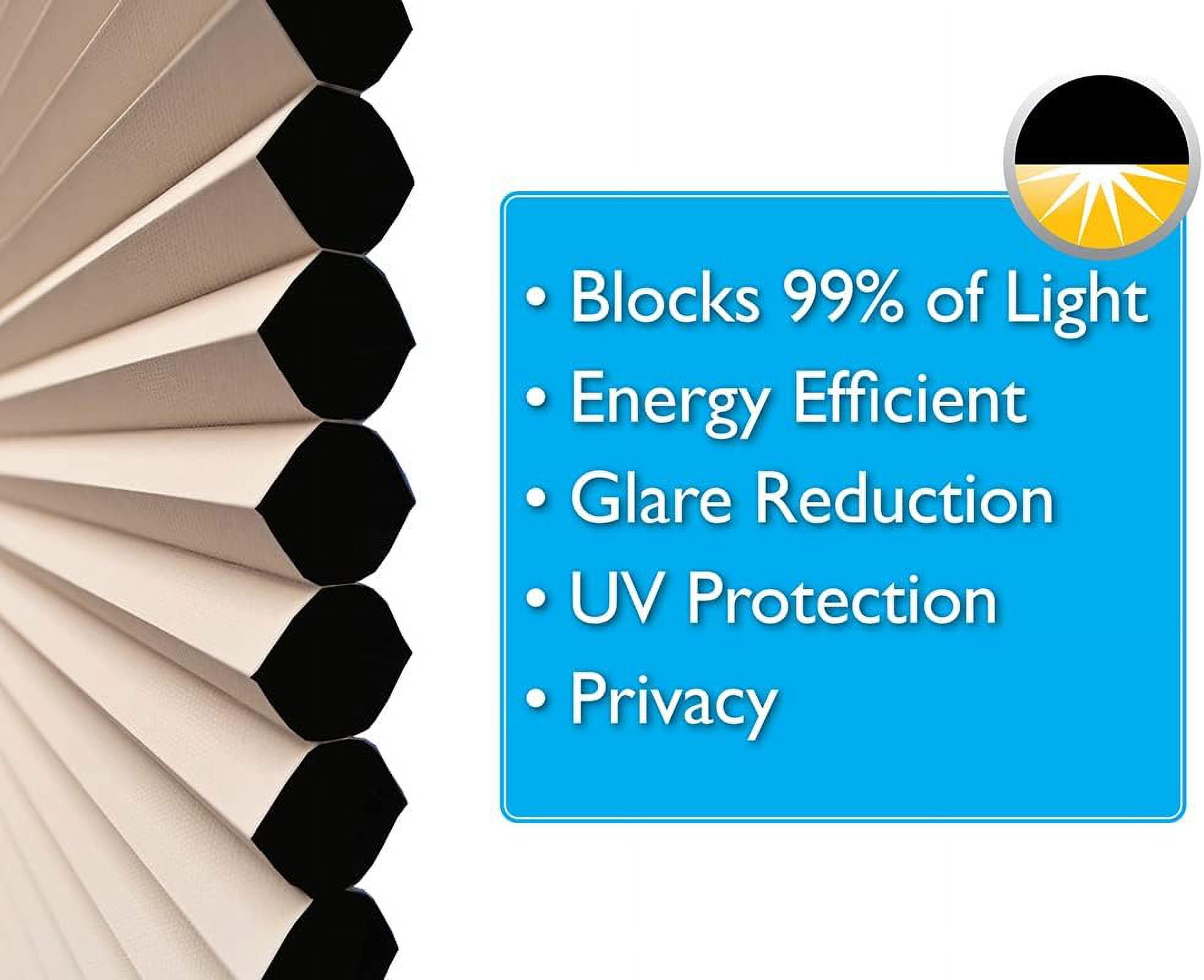 Redi Shade Easy Lift No Tools Trim-at-Home Cordless Cellular Blackout Shade Natural, 30" x 64"