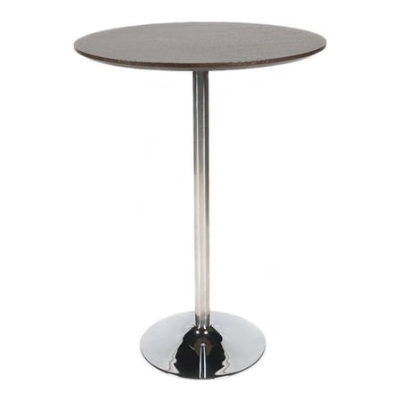 Pemberly Row Modern Wood Veneer & Polished Steel Dining Table in Espresso
