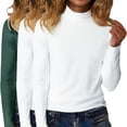 thumbnail image 4 of Aoiroe 3-Pack Women's Long Sleeve Tops Basic Solid Long Sleeve Layering Tee Tops,Women's Scoop Neck Tops,Womens Sweaters Crewneck Long Sleeve Shirts,Lightweight Sweaters Green M, 4 of 4