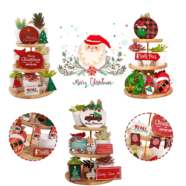 Bandeja decorativa PENGJJMXG 3 juegos de letreros navideños