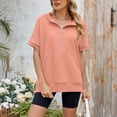 thumbnail image 4 of MEZZALL Women Solid Color Hoodies Sweatshirts Loose Zipper Pockets Short Sleeved Tops Basic Daily Outdoor Stylish Travel, 4 of 8