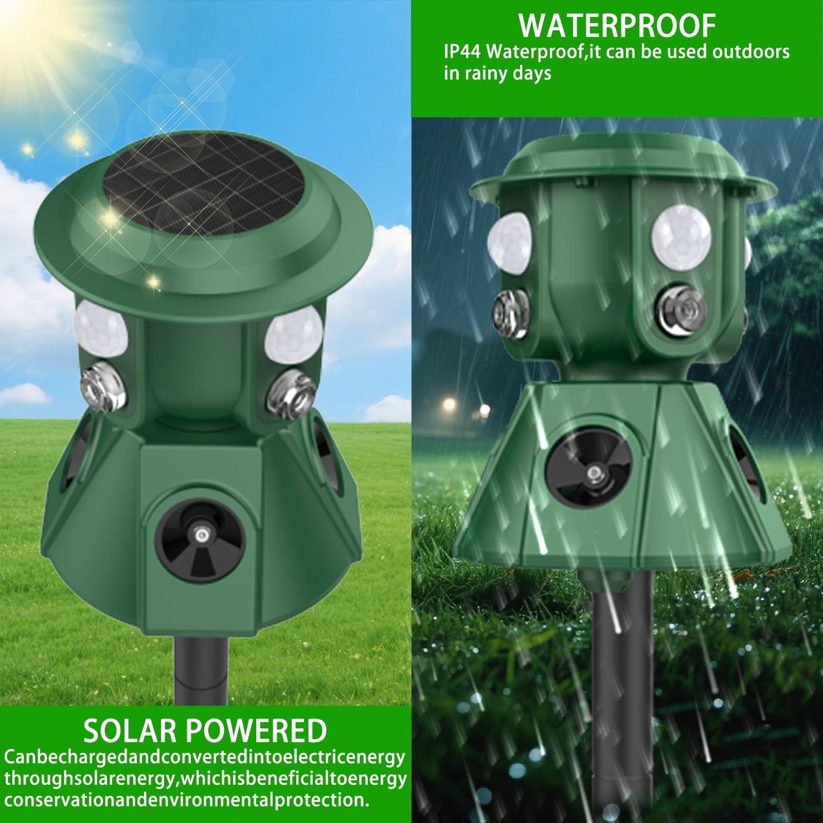 JahyElec Solar Ultrasonic Animal Repeller, 360 All Round Cat Repellent Outdoor  Motion Detection Animal Deterrent Devices for Skunk Squirrel Raccoon