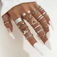 thumbnail image 4 of 22 Unids/set Anillo De Apertura De Perlas De Imitación Vintage Creativo Para Mujer Geométrico Corazón Hueco Mariposa Anillos Joyería Regalos, 4 of 4