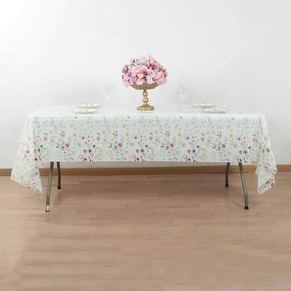 BalsaCircle 5 Assorted 54x108 in Rectangular Disposable  Plastic Tablecloths with Wild Flowers Butterfly Print Party Event