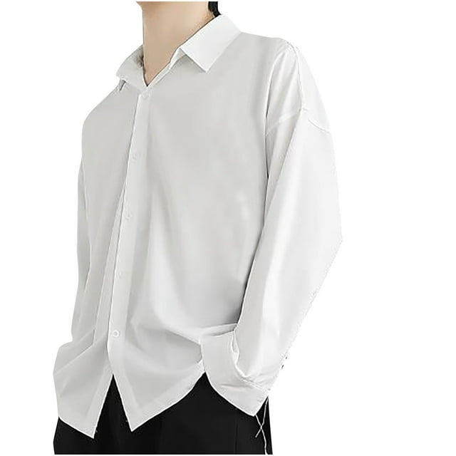 pstuiky hombres de manga larga, Camisa holgada de seda helada para hombre, chaqueta de manga larga para hombre, camisa informal para hombre. camisetas de hombre s