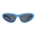 thumbnail image 3 of 90s Sport Fashion Wrap Around Styling Star Emblem Temple Sunglasses Blue - Black, 3 of 8