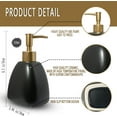 thumbnail image 6 of ABCISI Soap Dispenser, Liquid Soap Dispenser with Gold Pump for Kitchen Bathroom, Refillable Countertop Lotion Ceramics White Hand Soap Dispenser for Shower 430ml(Pyramid Matt Black Bottle), 6 of 12