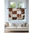 thumbnail image 4 of Sheer Curtains 45 Inch Length, Brown Beige Semi Sheer Curtains Light Filtering Window Treatment, Vintage Art Plaid Farmhouse Checkered Privacy Voile Drapes for Living Room Bedroom 52x45 Inch, 4 of 7