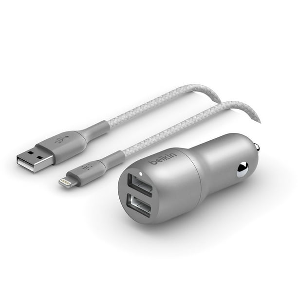Belkin Boostcharge 24w Usb A Car Charger Usb A To Lightning Cable Silver 5ft Walmart Com Walmart Com