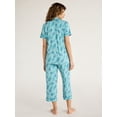 thumbnail image 3 of Joyspun Women's Knit Notch Collar Top and Capri Pants Pajama Set, 2-Piece, Sizes S to 3X, 3 of 5