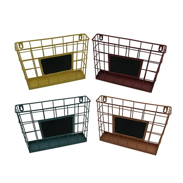 Set Of 4 Colored Metal Wire Wall Mounted Baskets W Chalkboard Com - Metal Wall Baskets Set Of 4 Colored Metal Wire Wall Mounted Baskets W Chalkboard Com - Metal Wall Baskets