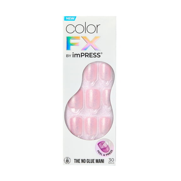 KISS imPRESS Color FX  Press on Nails, Pop Star, Pink, Short Squoval, 30 Count
