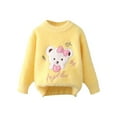 thumbnail image 2 of Bnwani Sweaters for Girl Winter Fashion Knitted Cotton Pullover Crew Neck Thickened Bear Printed Sweater Yellow, 2 of 3