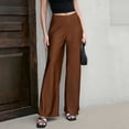 thumbnail image 5 of FNFYFH Womens Silk Satin Wide Leg Pants Casual Loose Soft Work Slacks Elastic High Waisted Business Dress Pants, 5 of 10