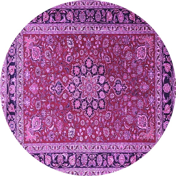 Ahgly Company Indoor Round Medallion Purple Traditional Area Rugs, 3' Round